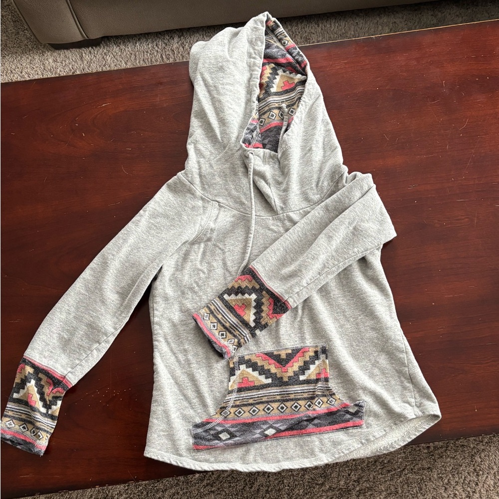 Maurices Gray Hoodie with Tribal Accents